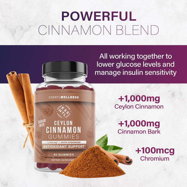 Ceylon Cinnamon Sugar Free Gummies, (120Ct 2,000Mg/Serving) Joint Support, Healthy Blood Sugar Support, Antioxidant & anti Inflammatory, Delicious Sugar Free Apple Pie Gummies, Vegan and Gluten Free