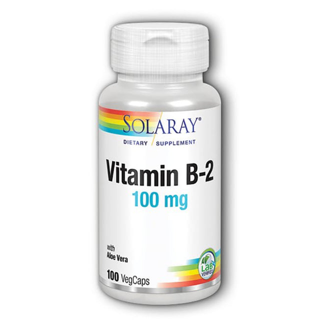 Solaray Vitamin B-2 Riboflavin 100 Mg with Aloe Vera | Healthy Energy Metabolism, Skin, Hair & Nails | 100 CT