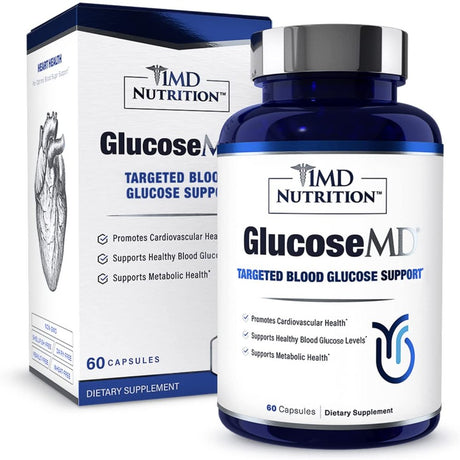 1MD Nutrition Glucosemd - Blood Sugar Support Supplement | with Patented Cinnamon Extract, Chromium, Berberine | 60 Capsules