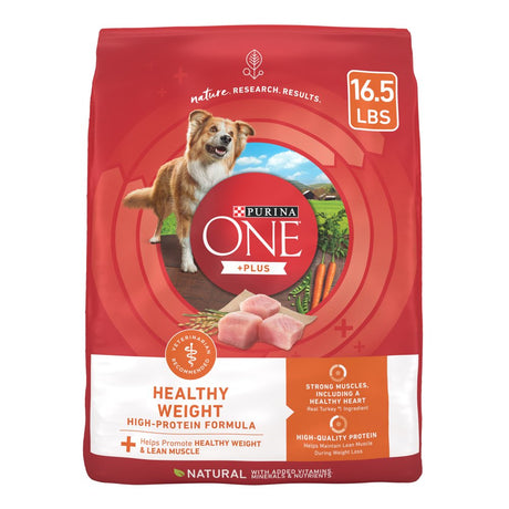 Purina One +Plus Dry Dog Food High Protein Healthy Weight, Real Turkey 16.5 Lb Bag