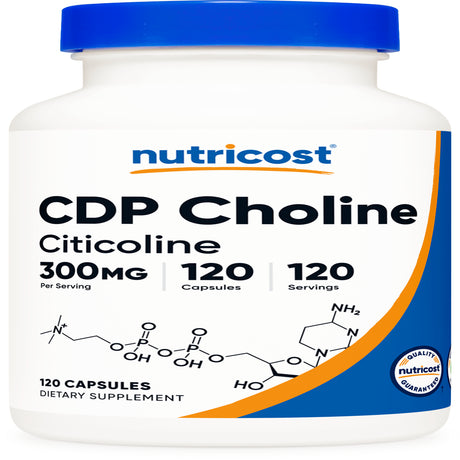 CDP Choline, Citicoline, 300 Mg, 120 Capsules, Nutricost