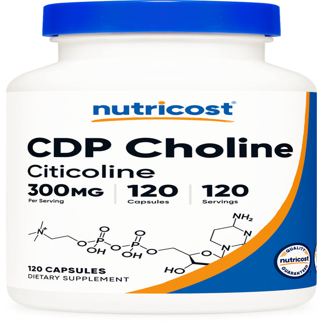 CDP Choline, Citicoline, 300 Mg, 120 Capsules, Nutricost