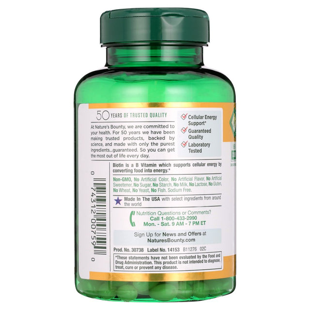 Nature'S Bounty Biotin 10,000 Mcg, 250 Ct.