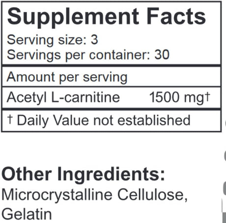 Lifelink'S ALC (Acetyl L-Carnitine) | 500 Mg X 90 Capsules | Cognitive Enhancer | Gluten Free & Non-Gmo | Made in the USA