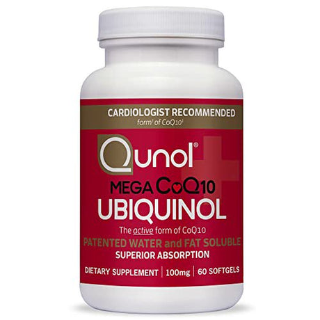 Ubiquinol Coq10 100Mg Softgels, Qunol Mega Ubiquinol 100Mg - Superior Absorption - Active Form of Coenzyme Q10 for Heart Health & Healthy Blood Pressure Levels - 2 Month Supply - 60 Count