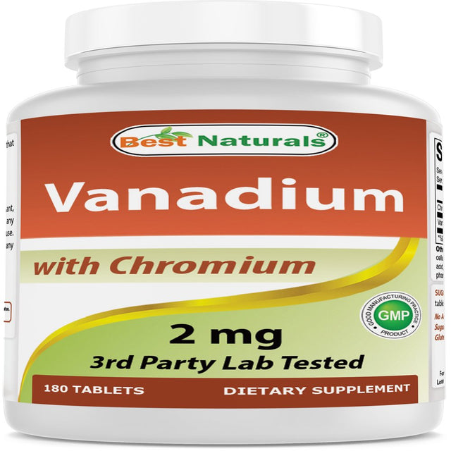 Best Naturals Vanadium 2 Mg 180 Tablets with Chromium Polynicotinate 200 Mcg | Helps Maintain Healthy Blood Sugar Levels