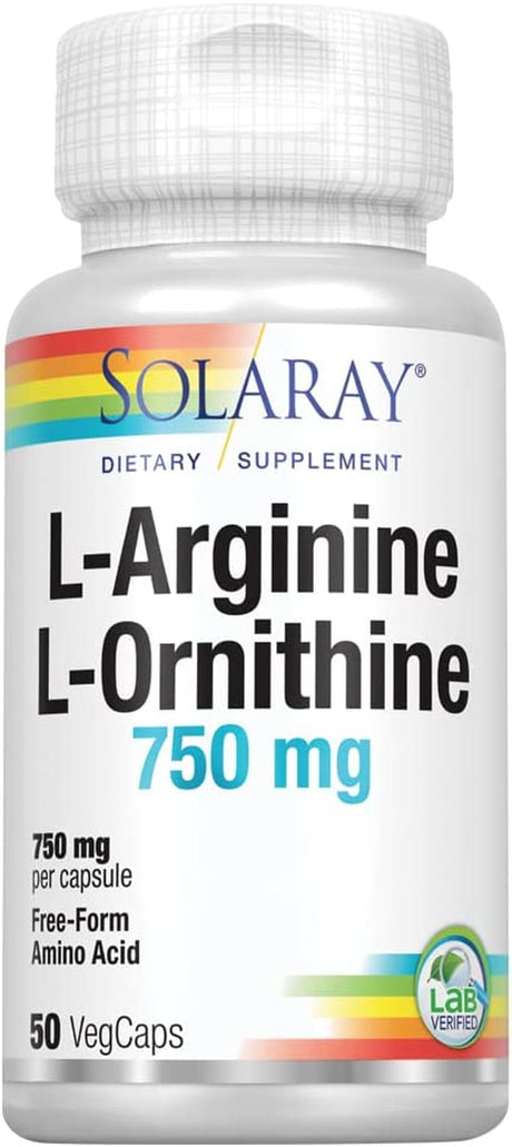 Solaray Free Form L-Arginine and Ornithine Capsules, 50 Count