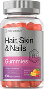 Hair Skin & Nails Vitamins | 100 Gummies | Natural Fruit Flavor | by Horbaach