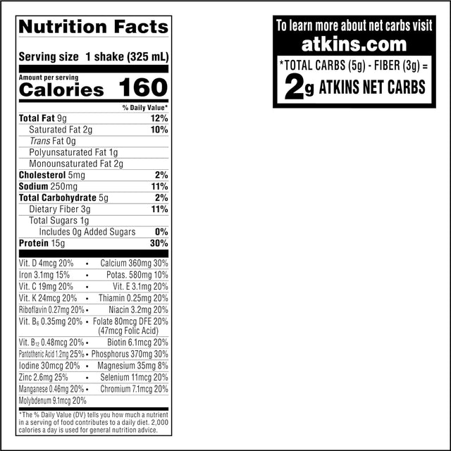 Atkins Milk Chocolate Delight Protein Shake, 15G Protein, Low Glycemic, 2G Net Carb, 1G Sugar, Keto Friendly, 12 Count