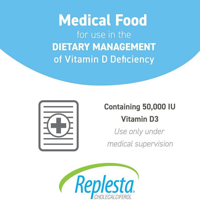 Replesta 50,000 IU Vitamin D3 Cholecalciferol, for Vitamin D Deficiency, 4 Count (Pack of 1)