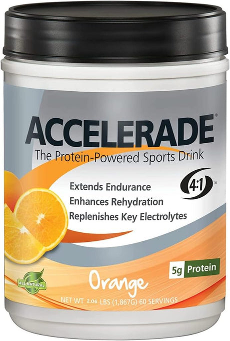 Accelerade Pacifichealth, All Natural Sport Hydration Drink Mix with Protein, Carbs, and Electrolytes for Superior Energy Replenishment - Net Wt. 2.06 Lb., 30 Serving (Orange)