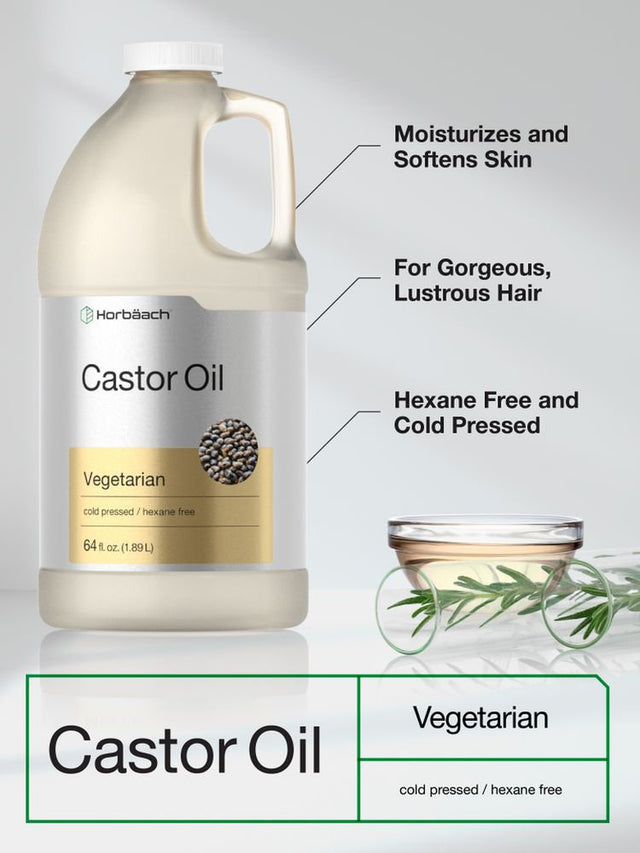 Castor Oil 64Oz | for Hair, Eyelashes & Eyebrows | Vegetarian | by Horbaach