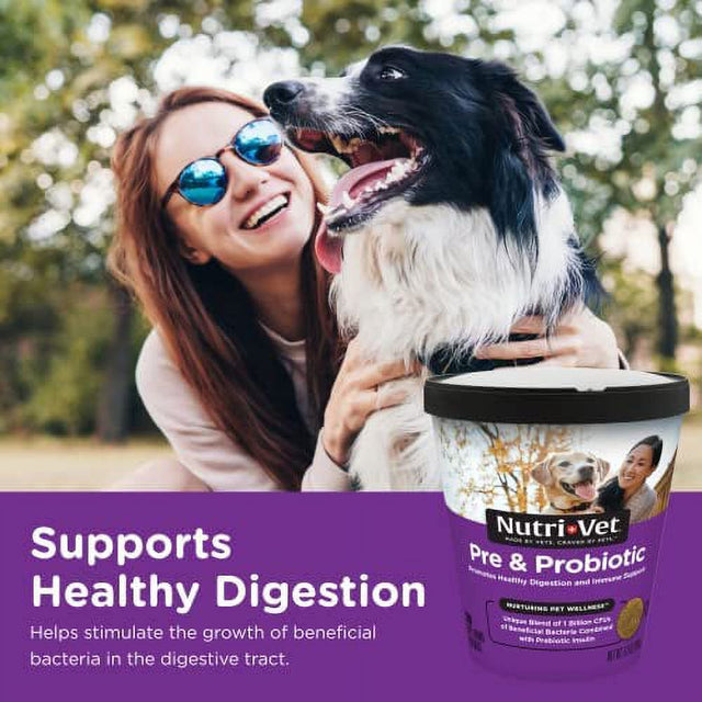 Nutri-Vet Pre and Probiotic Soft Chews for Dogs | Digestive Health Support Dog Probiotics | Tasty Alternative to Dog Probiotic Powder | 120 Soft Chews | Liver, Cheese