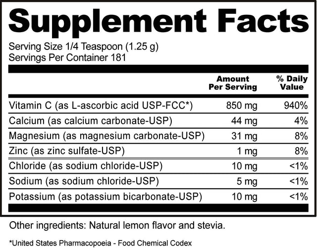 Nutribiotic - Lemon Electro-C,Vitamin C & Electrolyte Powder, 8 Oz | 850 Mg Vitamin C per Serving | Effervescent Electrolyte Recharge | Buffered & Highly Soluble | Free of Calories, Gluten & Non-Gmo