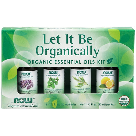 NOW Organic Essential Oils Let It Be Organically Essential Oils Kit -- 4 Bottles