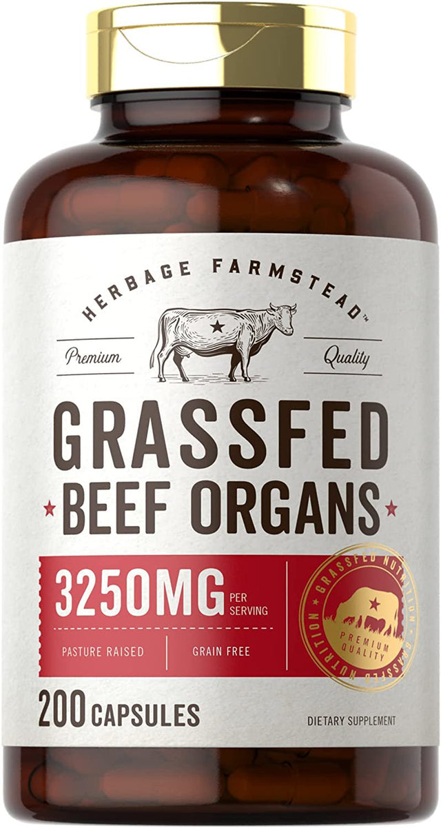 Grassfed Beef Organs | 3250Mg | 200 Capsules | by Herbage Farmstead