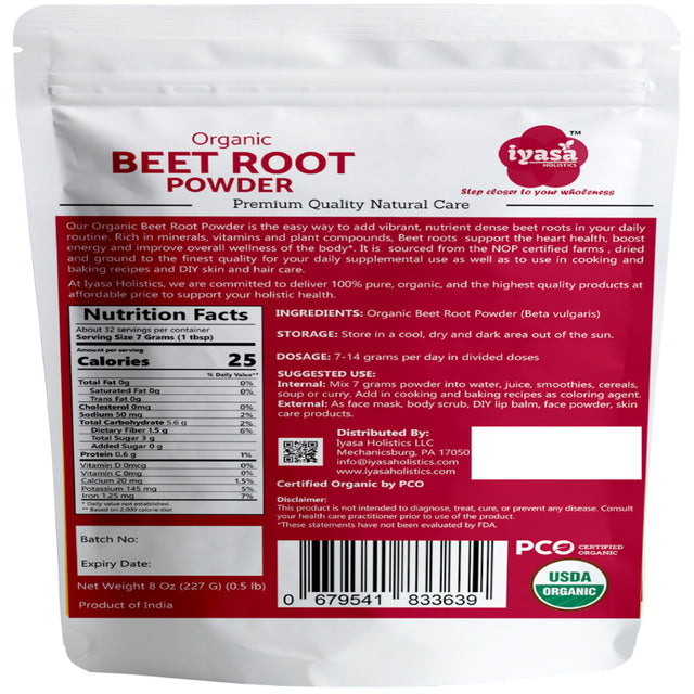 Organic Beet Root Powder Boost Nitric Oxide 8.16 Oz