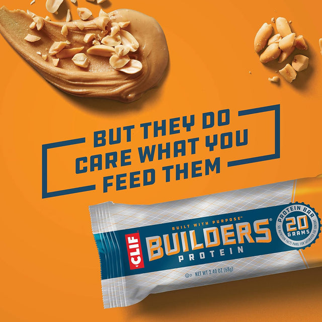 CLIF BUILDERS - Protein Bars - Crunchy Peanut Butter - 20G Protein - Gluten Free (2.4 Ounce, 12 Count)