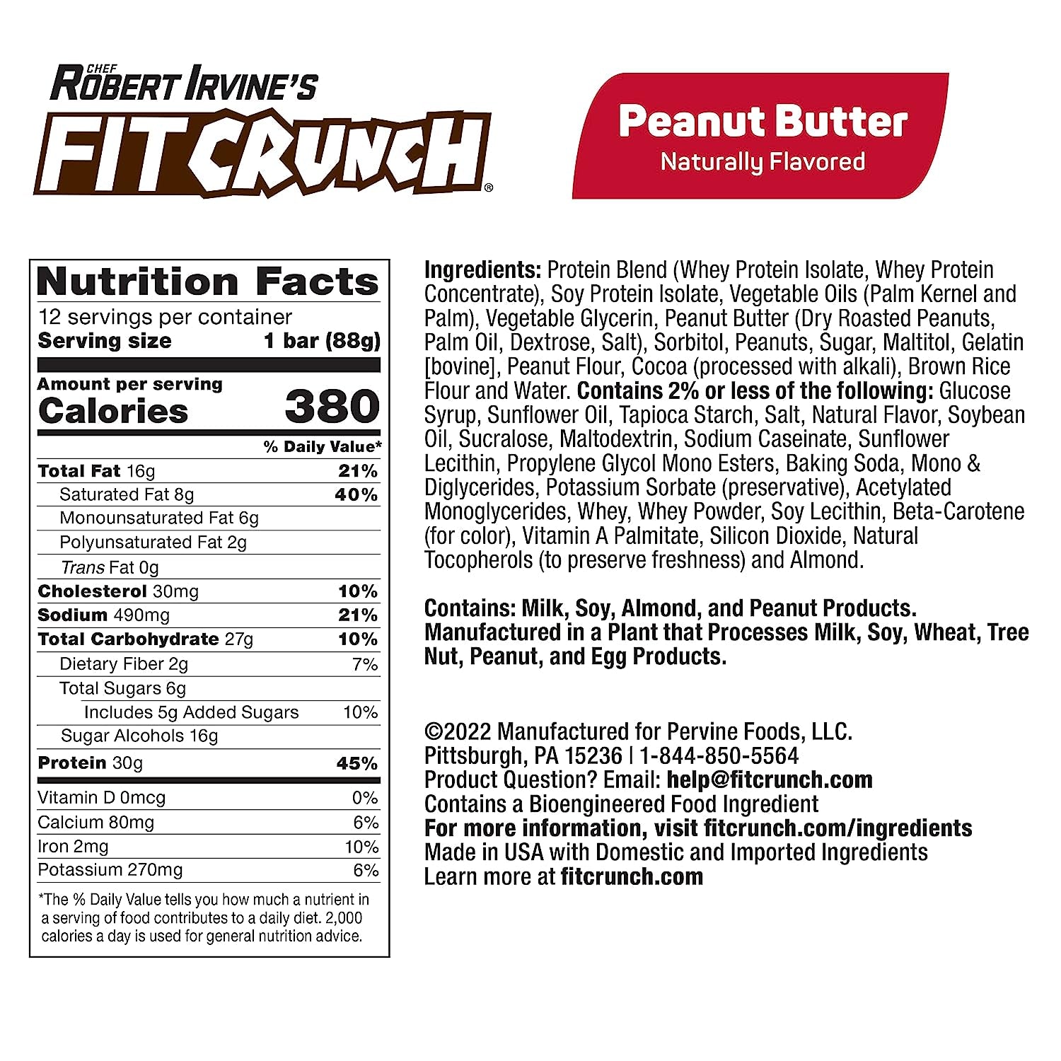 FITCRUNCH Full Size Protein Bars, Designed By Robert Irvine, 6-Layer B ...