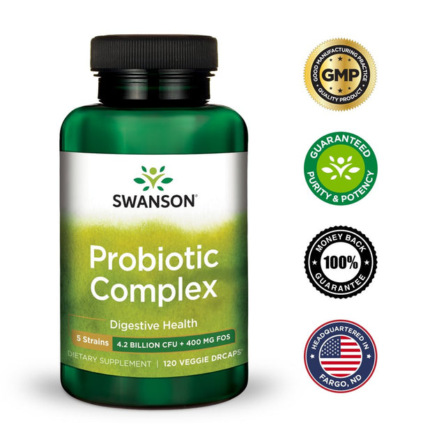 Swanson Probiotic Complex Vegetable Capsules, 4 Billion Cfu, 120 Count