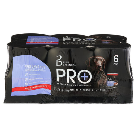 Pure Balance Pro+ Performance Beef & Chicken Recipe Wet Dog Food, 12.5 Oz Cans (6 Pack)