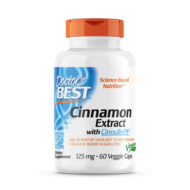 Doctor'S Best Cinnamon Extract Cinnulin PF, Non-Gmo, Vegan, Gluten Free, Helps Maintain Blood Sugar Levels, 125 Mg, 60 Veggie Caps