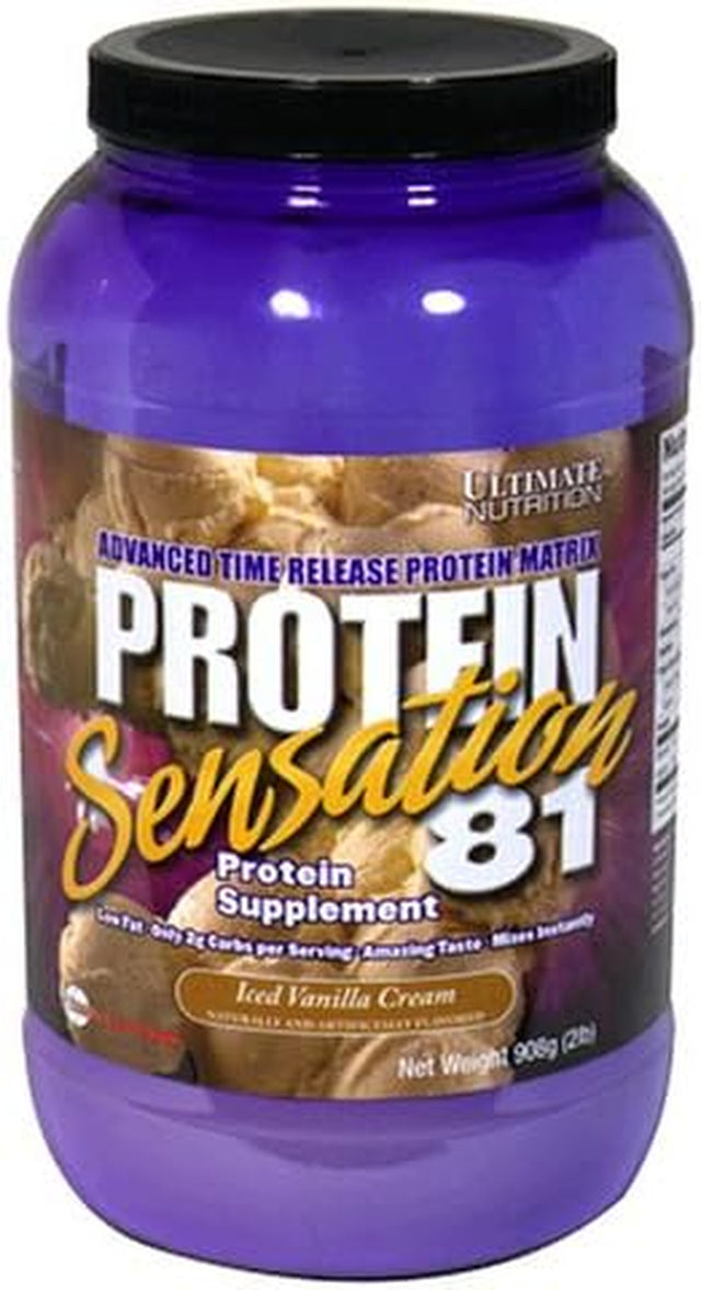 Ultimate Nutrition Protein Sensation 81 Protein Supplement, Iced Vanilla Cream, 32 Ounces