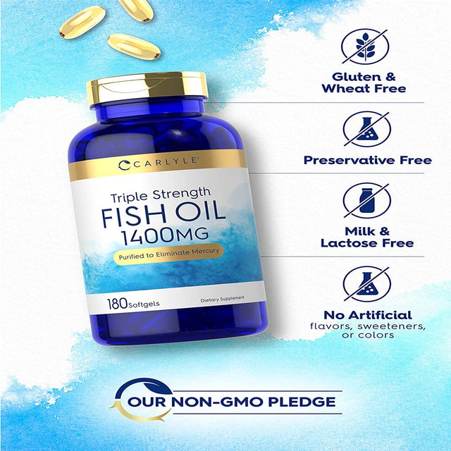 Triple Strength Fish Oil | 180 Softgels | Omega 3 Supplement | by Carlyle