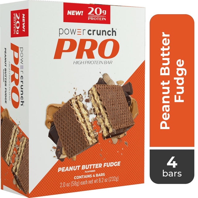 Power Crunch PRO Peanut Butter Fudge High Protein Bar, 20G Protein, 2 Oz, 4 Ct