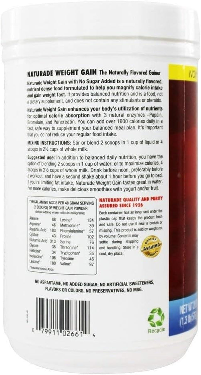 Naturade Weight Gain Instant Nutrition Drink Mix, Vanilla, 16.9 Oz