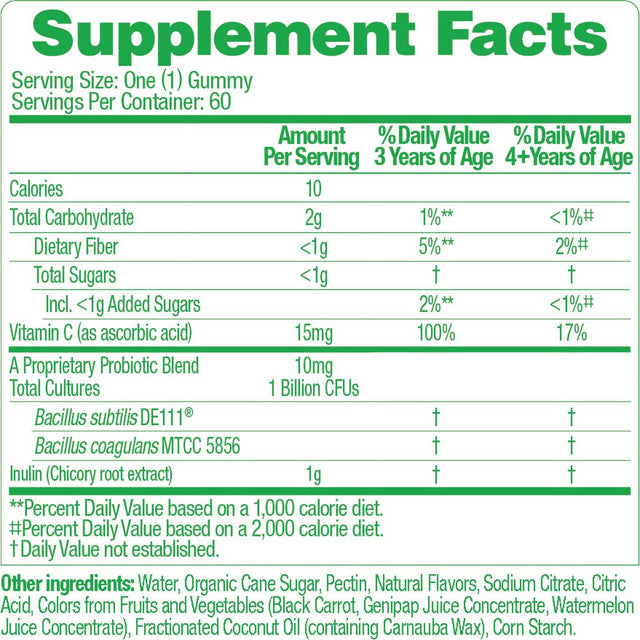 Culturelle Kids Probiotic with Veggie Fiber, 1 Billion Cfus Gummies, Berry Blast, 60 Count