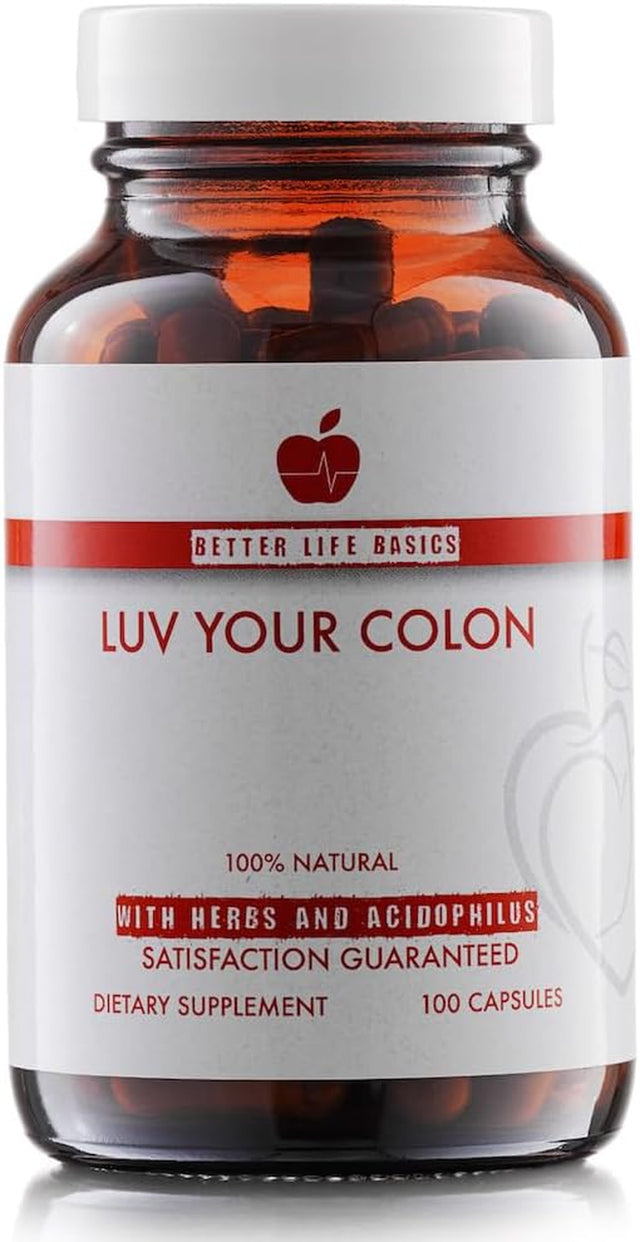 Better Life Basics Luv Your Colon® - All Natural Daily Colon Cleanser and Probiotic for Digestive Health and Weight Management, 100 Capsules