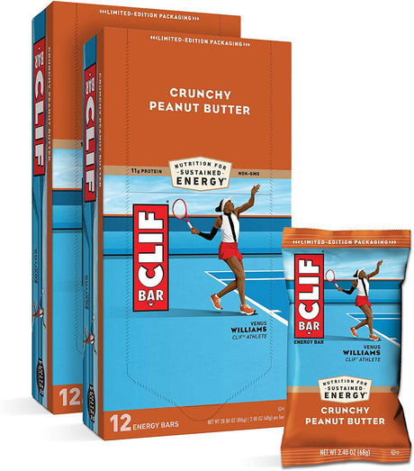 CLIF BARS - Energy Bars - Crunchy Peanut Butter - Made with Organic Oats - Plant Based Food - Vegetarian - Kosher (2.4 Ounce Protein Bars, 24 Count) Packaging May Vary