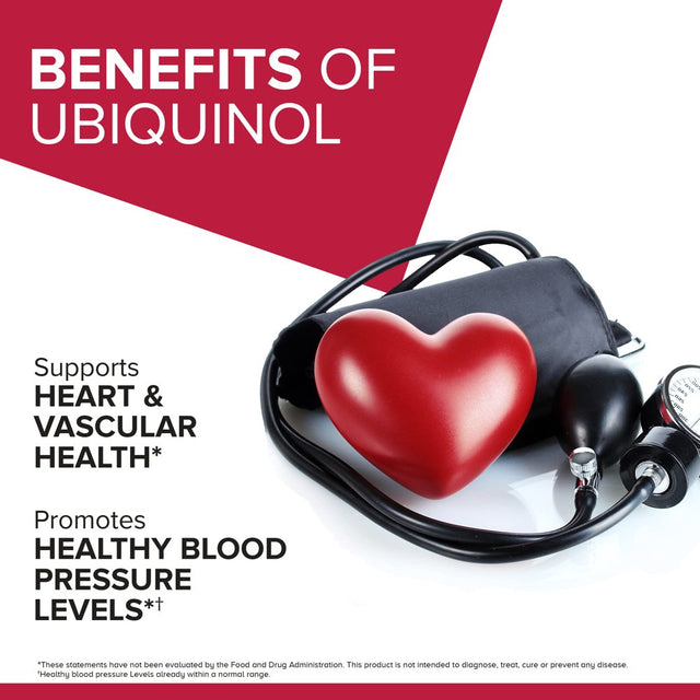 Ubiquinol Coq10 100Mg Softgels, Qunol Mega Ubiquinol 100Mg - Superior Absorption - Active Form of Coenzyme Q10 for Heart Health & Healthy Blood Pressure Levels - 2 Month Supply - 60 Count