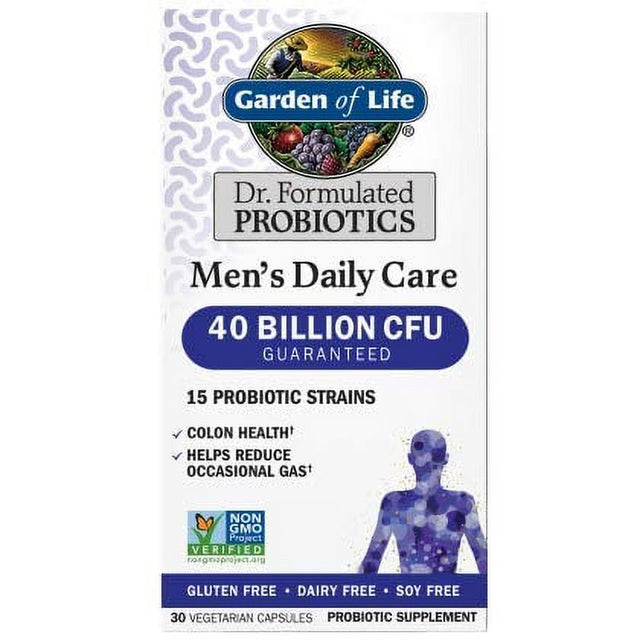 Garden of Life Dr. Formulated Probiotics Men'S Daily Care 40 Billion 30 Capsules CFU 15 Strains Colon Health and Helps Reduce Occasional Gas