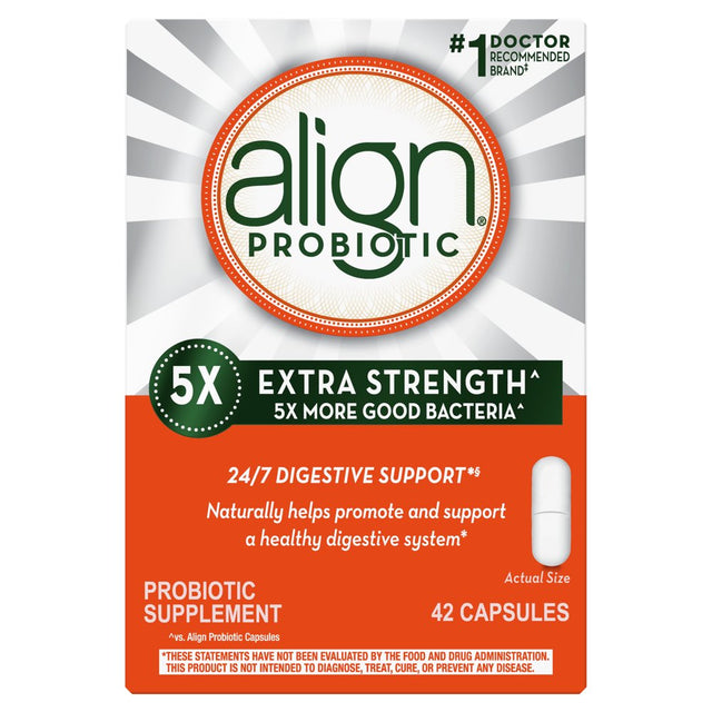 Align Probiotic Extra Strength, 5X More Good Bacteria for Digestive Health, 42 Capsules