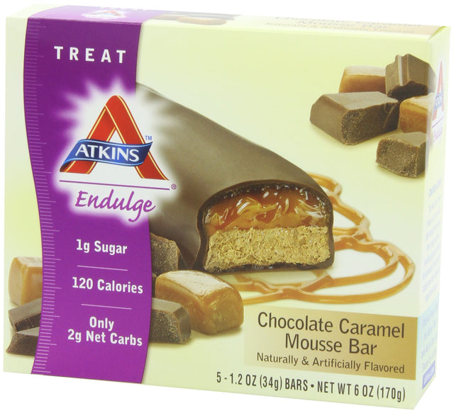 Atkins Endulge Chocolate Caramel Mousse Bar, 5 - 1.2 Oz. Bars (Pack of 2)