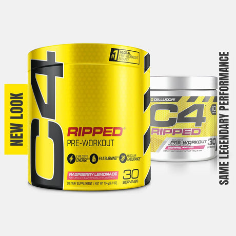 Cellucor C4 Ripped Pre Workout Powder Raspberry Lemonade | Creatine Free + Sugar Free Preworkout Energy Supplement for Men & Women | 150Mg Caffeine + Beta Alanine| 30 Servings