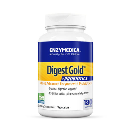 Enzymedica Digest Gold + Probiotics, 2-In-1 Formula for Gut Health, Digestive Enzymes & 1.5 Billion Active Probiotic Cultures, 180 Count