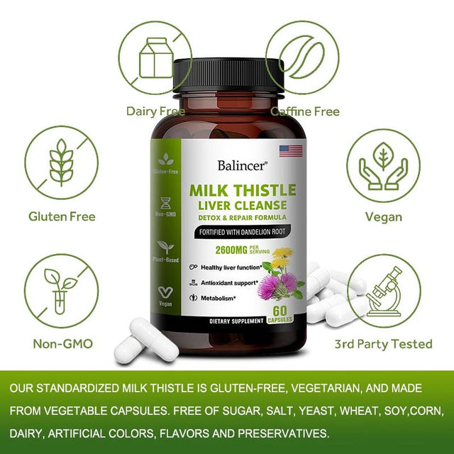 Balincer Liver Health Capsules – Liver Cleanse, Detox and Repair with Artichoke Extract, Milk Thistle, Dandelion Root, Zinc, Beetroot, Natural Nutrients