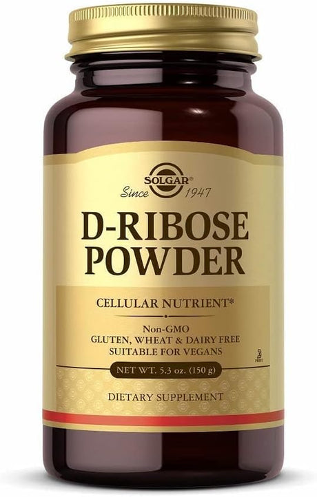 Solgar D-Ribose Powder, 5.3 Oz - Energy & Exercise Support - for Muscle Cells Pre and Post Workout - Vegan, Gluten Free, Dairy Free, Kosher - about 68 Servings