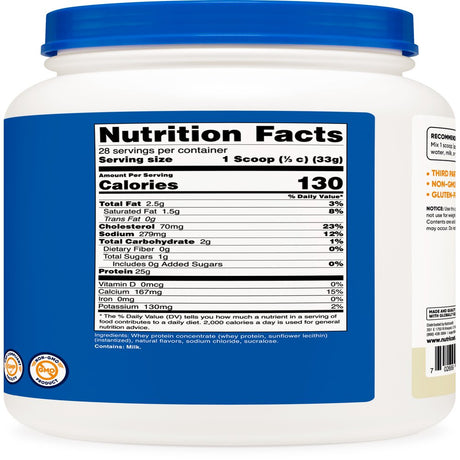 Nutricost Whey Protein Concentrate (Vanilla) 2LBS - Gluten Free & Non-Gmo Supplement