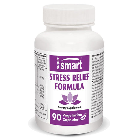 Supersmart - Stress Relief Formula - Anxiety & Stress Pills - Energy Supplement - Calm & Relaxation | Non-Gmo & Gluten Free - 90 Vegetarian Capsules