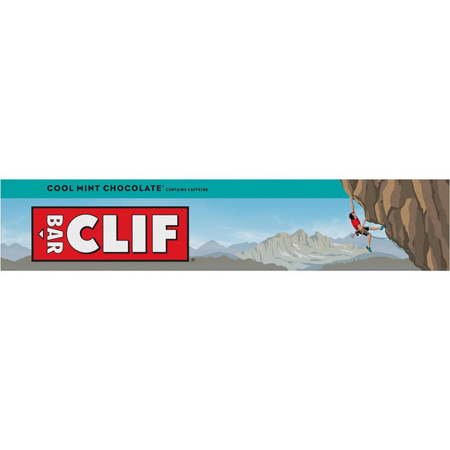 CLIF BAR - Cool Mint Chocolate with Caffeine - Made with Organic Oats - 10G Protein - Non-Gmo - Plant Based - Energy Bars - 2.4 Oz. (12 Count)