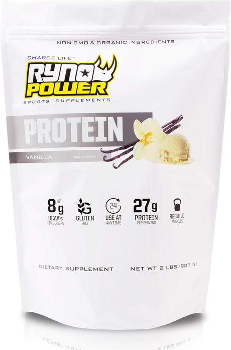 Ryno Power All-Natural, Gluten Free Protein - 100% Whey Protein Blend & No Fillers - Non GMO (Vanilla)