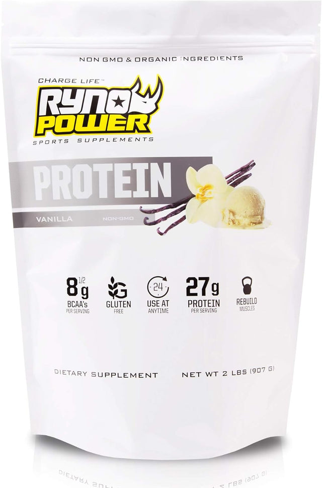 Ryno Power All-Natural, Gluten Free Protein - 100% Whey Protein Blend & No Fillers - Non GMO (Vanilla)