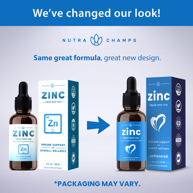 Nutrachamps Liquid Zinc for Kids & Adults | Vegan, Organic Pure Ionic Zinc Drops Enhanced with Vitamin C | Elemental Zinc Supplements for Immune Support | Sugar-Free Organic Zinc Liquid 4 Oz