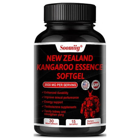 Soomiig New Zealand Kangaroo Essence Softgels 3500 Mg per Serving - Supports Energy and Endurance, Increases Blood Flow Male Enhancement