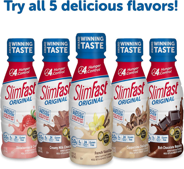 Slim Fast Original Weight Loss Meal Replacement RTD Shakes with 10G of Protein and 4G of Fiber plus 24 Vitamins and Minerals per Serving, French Vanilla, 20 Count