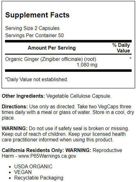 Solaray Ginger Root 540Mg | Healthy Cardiovascular, Digestive, Joint & Menstrual Cycle Support | Vegan & Non-Gmo | 100 Vegcaps